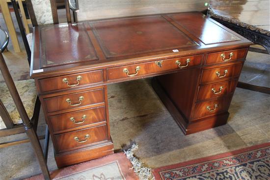 George III style mahogany pedestal desk